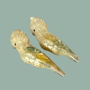 Set of 2 Antique Handblown Glass Cockatoo Parrot Ornaments – Early 1900s German